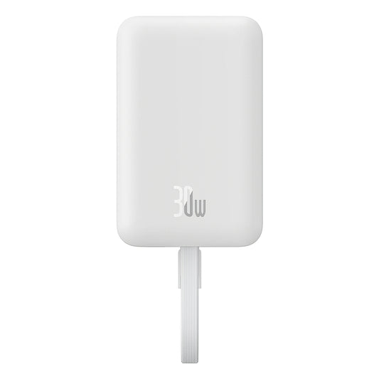 Vanjska baterija bežična Baseus Magnetic Mini, 10000mAh, 30W, PD + FQI, 1 x QI - 2 x USB-C, bijela P1002210B223-00