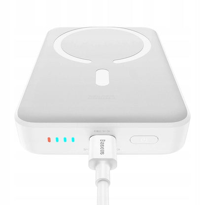 Vanjska bežična baterija Baseus Magnetic Mini, 10000mAh, 30W, PD + FQI, 1 x QI - 1 x USB-C, Bijela PPCX110202