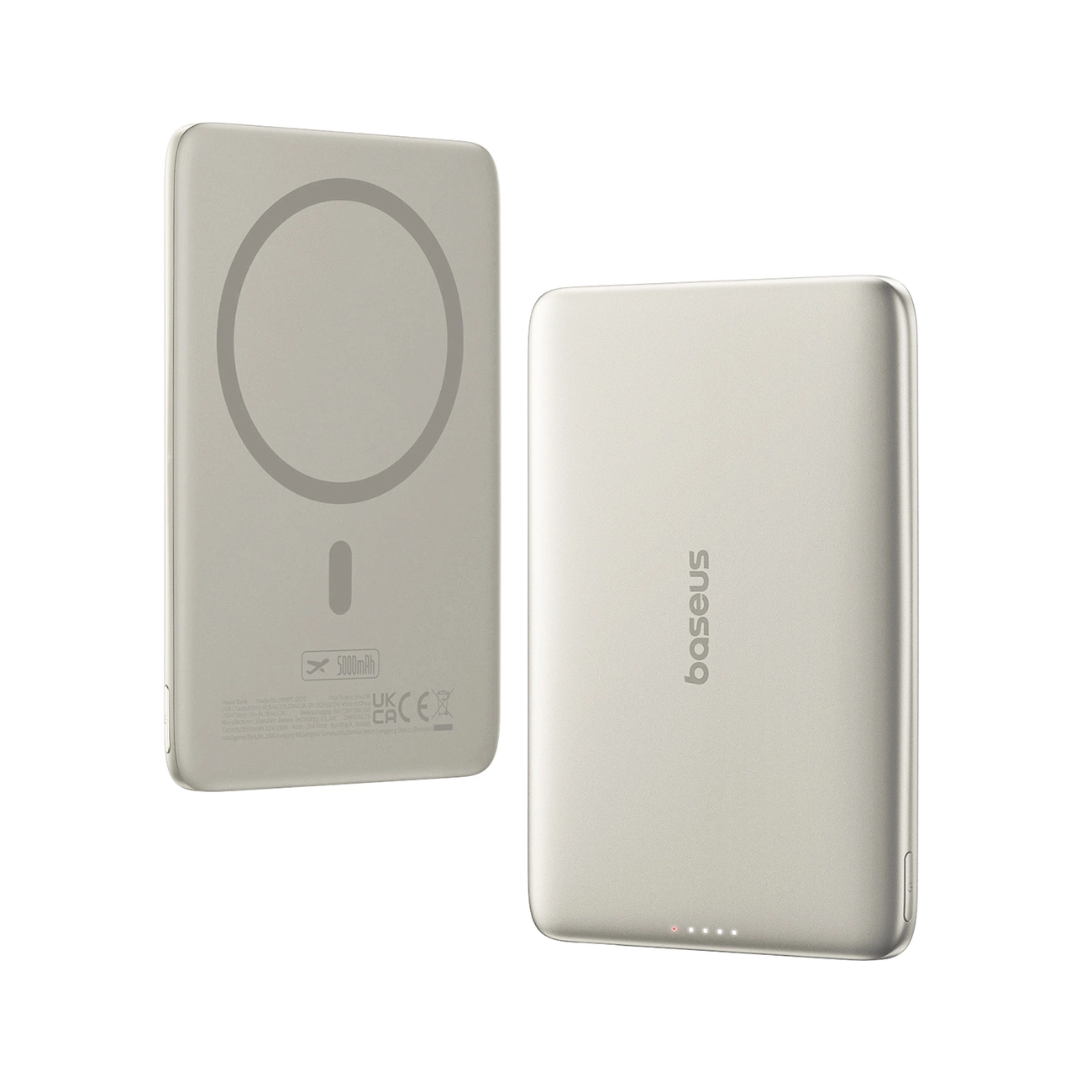 Vanjska bežična baterija Baseus PicoGo AM41, 5000mAh, 20W, PD + FQI, 1 x QI - 1 x USB-C, Bež