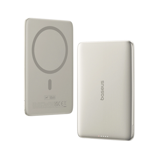 Vanjska bežična baterija Baseus PicoGo AM41, 5000mAh, 20W, PD + FQI, 1 x QI - 1 x USB-C, Bež
