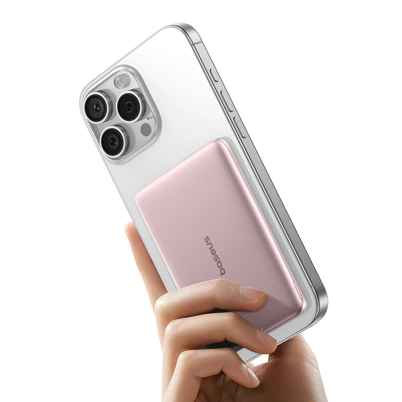 Vanjska bežična baterija Baseus PicoGo AM41, 5000mAh, 20W, PD + FQI, 1 x QI - 1 x USB-C, Roza
