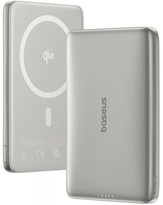 Vanjska bežična baterija Baseus PicoGo AM41, 10000mAh, 27W, PD + FQI, 1 x QI - 1 x USB-C, Bež E0027203