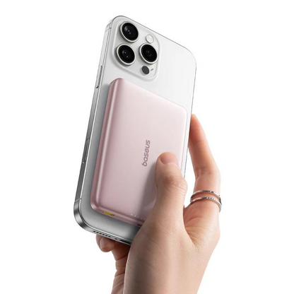 Vanjska bežična baterija Baseus PicoGo AM41, 10000mAh, 27W, PD + FQI, 1 x QI - 1 x USB-C, Roza E0027202