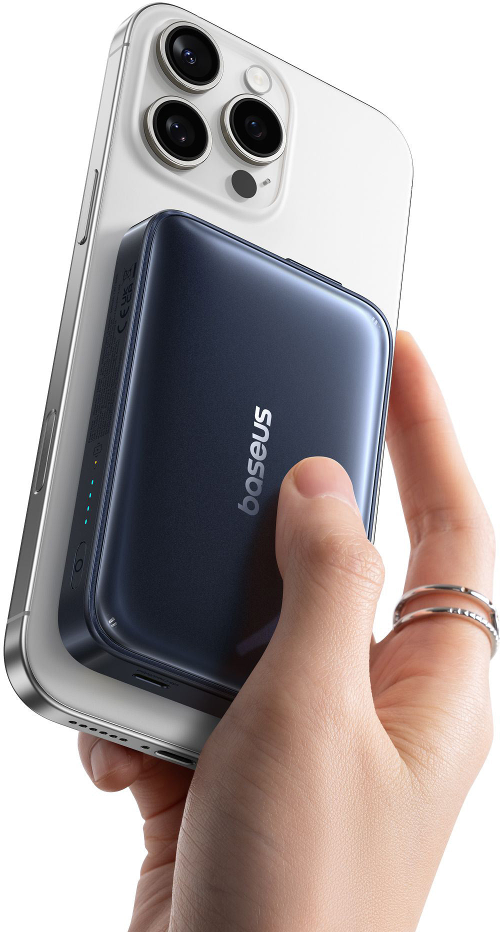 Bežična vanjska baterija Baseus PicoGo AM61, 10000mAh, 45W, PD + FQI, 1 x QI - 2 x USB-C, Crna E0028V00
