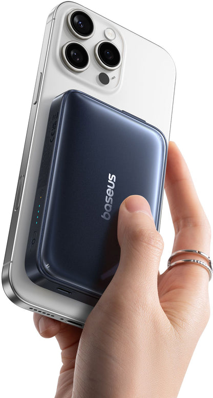 Bežična vanjska baterija Baseus PicoGo AM61, 10000mAh, 45W, PD + FQI, 1 x QI - 2 x USB-C, Crna E0028V00