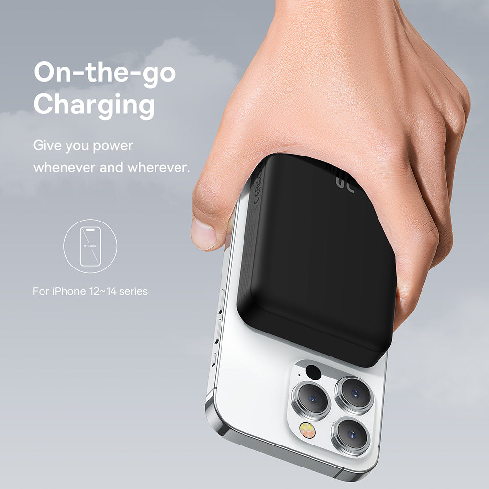 Vanjska baterija bežična Baseus Magnetic Mini, 10000mAh, 30W, PD + FQI, 1 x QI - 1 x USB-C, crna PPCX110201