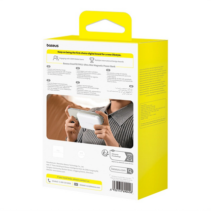Vanjska bežična baterija Baseus EnerFill FM11 Ultra-Mini, 10000mAh, 22.5W, PD + FQI, 1 x QI - 1 x USB-C, Bijela P1008210E213-00