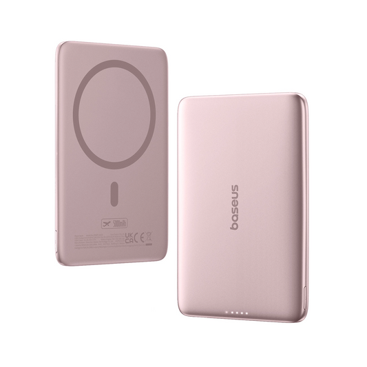 Vanjska bežična baterija Baseus PicoGo AM41, 5000mAh, 20W, PD + FQI, 1 x QI - 1 x USB-C, Roza