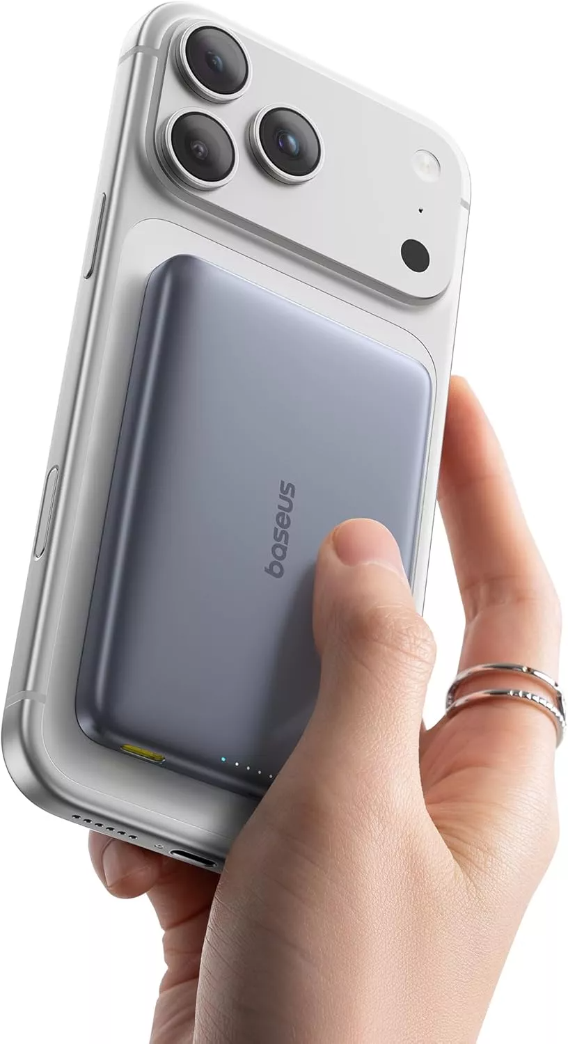 Vanjska bežična baterija Baseus PicoGo AM41, 10000mAh, 27W, PD + FQI, 1 x QI - 1 x USB-C, Siva E0027200