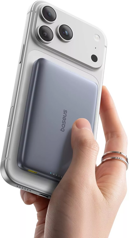 Vanjska bežična baterija Baseus PicoGo AM41, 10000mAh, 27W, PD + FQI, 1 x QI - 1 x USB-C, Siva E0027200