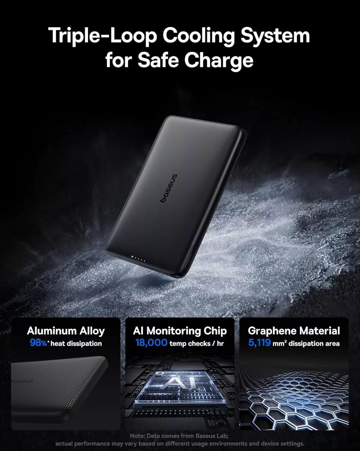 Vanjska bežična baterija Baseus PicoGo AM41, 10000mAh, 27W, PD + FQI, 1 x QI - 1 x USB-C, Crna E0027201