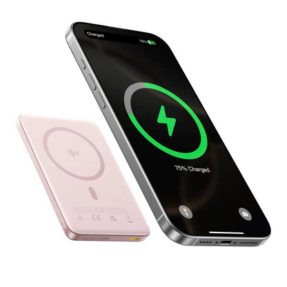 Vanjska bežična baterija Baseus PicoGo AM41, 10000mAh, 27W, PD + FQI, 1 x QI - 1 x USB-C, Roza E0027202