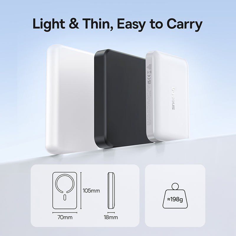 Bežična vanjska baterija Baseus EnerFill FM11, 10000mAh, 30W, PD + FQI, 1 x QI - 1 x USB-C, Bijela
