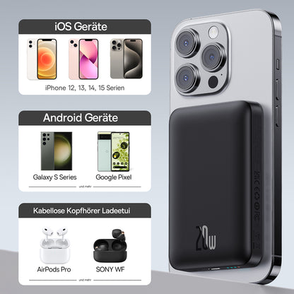 Vanjska baterija Wireless Baseus Magnetic Mini, 10000mAh, 20W, PD + FQI, 1 x QI - 1 x USB-C, Crna P10059001113-00