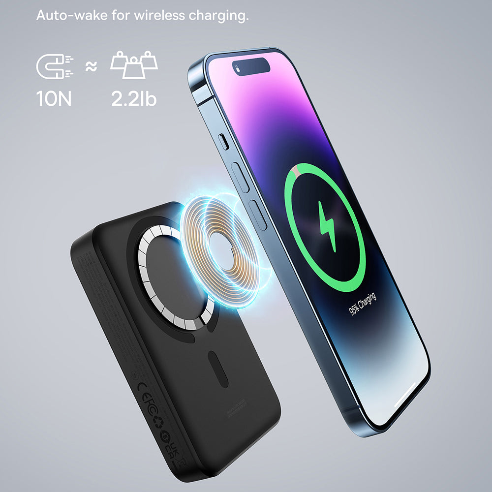 Vanjska baterija bežična Baseus Magnetic Mini, 10000mAh, 30W, PD + FQI, 1 x QI - 1 x USB-C, crna PPCX110201