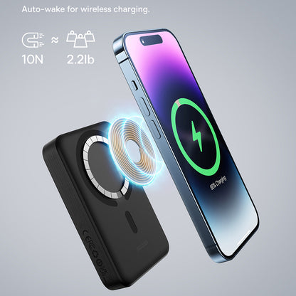 Vanjska baterija bežična Baseus Magnetic Mini, 10000mAh, 30W, PD + FQI, 1 x QI - 1 x USB-C, crna PPCX110201