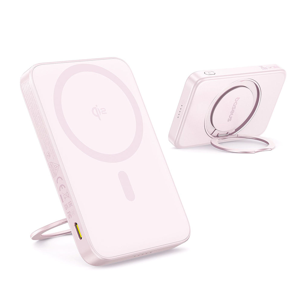 Vanjska bežična baterija Baseus PicoGo, 5000mAh, 20W, PD + FQI, 1 x QI - 1 x USB-C, Roza P10076800413-00