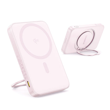 Vanjska bežična baterija Baseus PicoGo, 5000mAh, 20W, PD + FQI, 1 x QI - 1 x USB-C, Roza P10076800413-00