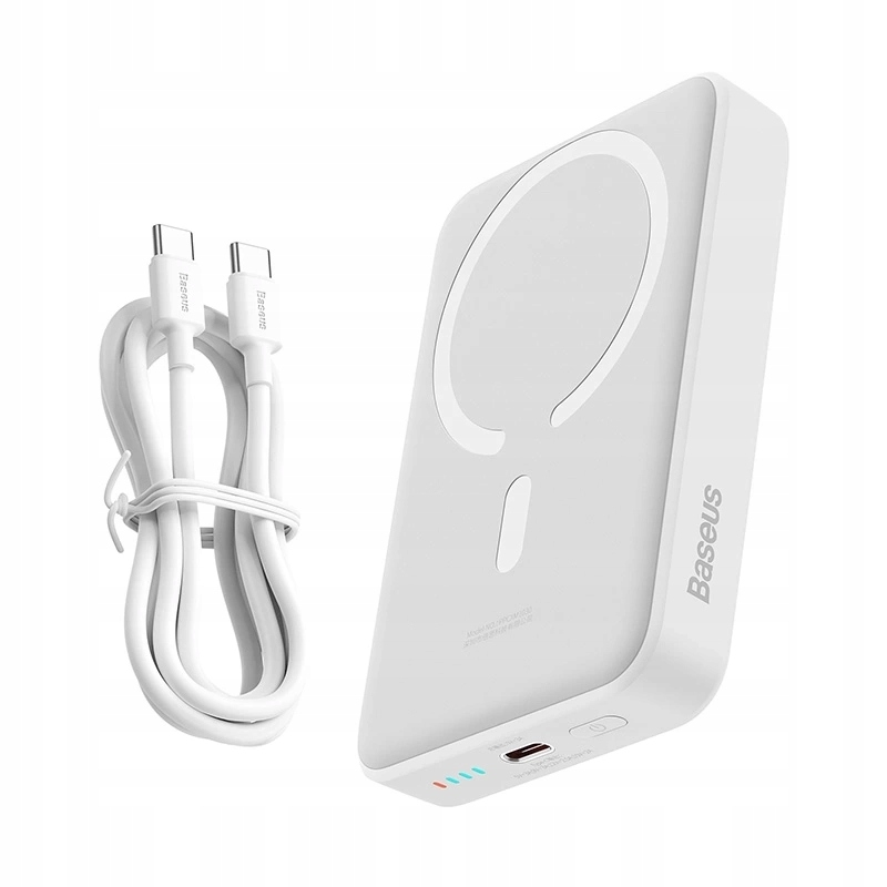 Vanjska bežična baterija Baseus Magnetic Mini, 10000mAh, 30W, PD + FQI, 1 x QI - 1 x USB-C, Bijela PPCX110202