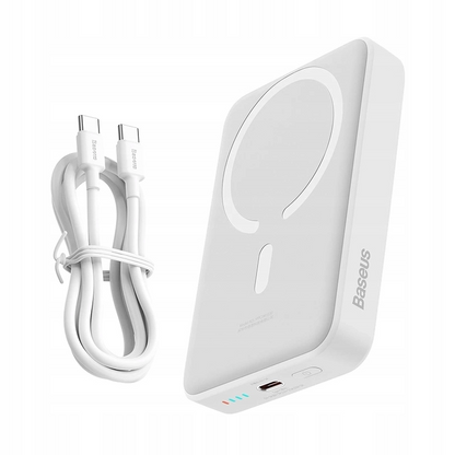 Vanjska bežična baterija Baseus Magnetic Mini, 10000mAh, 30W, PD + FQI, 1 x QI - 1 x USB-C, Bijela PPCX110202