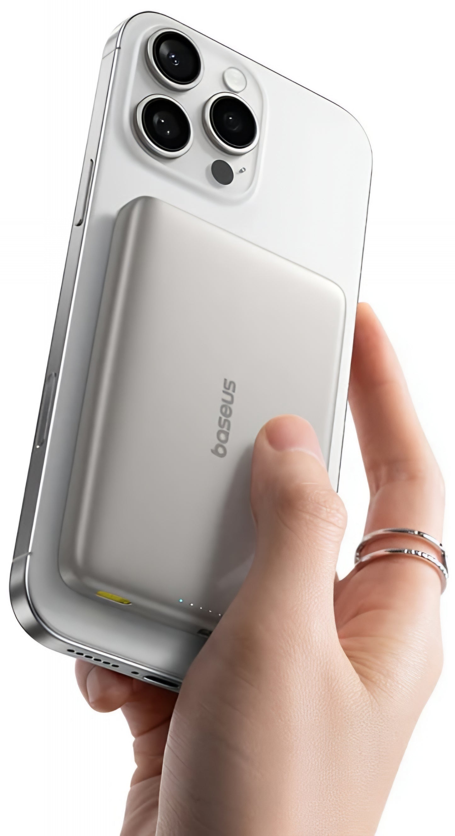 Vanjska bežična baterija Baseus PicoGo AM41, 10000mAh, 27W, PD + FQI, 1 x QI - 1 x USB-C, Bež E0027203