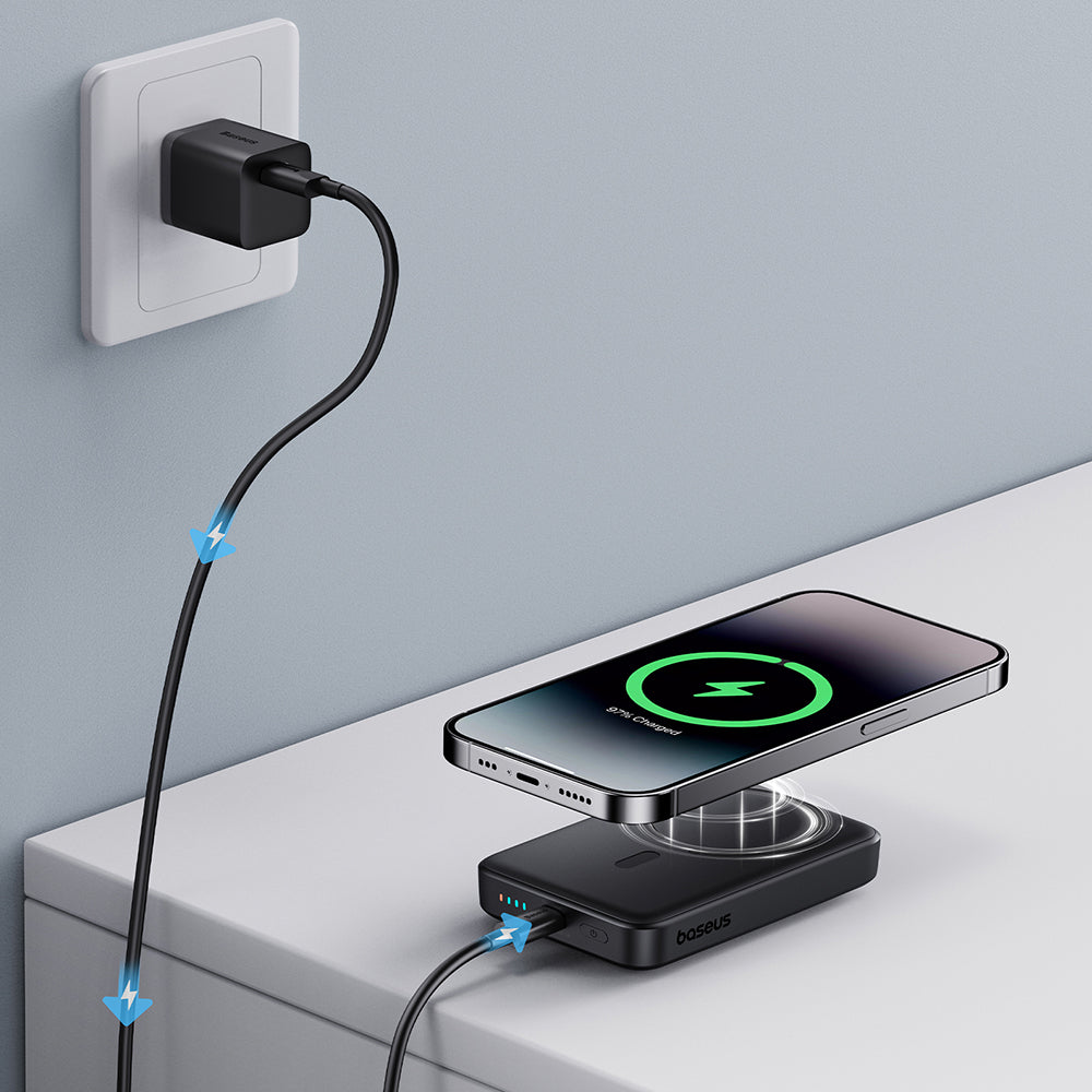Vanjska baterija Wireless Baseus Magnetic Mini, 10000mAh, 20W, PD + FQI, 1 x QI - 1 x USB-C, Crna P10059001113-00