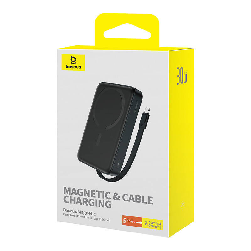 Vanjska baterija Wireless Baseus Magnetic Mini, 10000mAh, 30W, PD + FQI, 1 x QI - 2 x USB-C, Crna P1002210B113-00