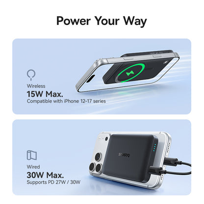 Bežična vanjska baterija Baseus EnerFill FM11, 10000mAh, 30W, PD + FQI, 1 x QI - 1 x USB-C, Crna
