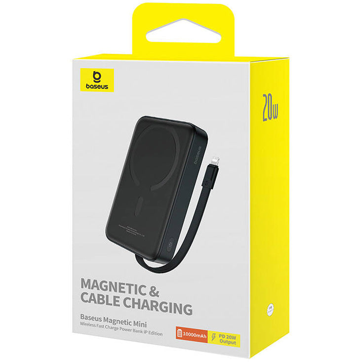 Vanjska baterija Wireless Baseus Magnetic Mini, 10000mAh, 20W, PD + FQI, 1 x Lightning - 1 x QI - 1 x USB-C, Crna P10022109113-00
