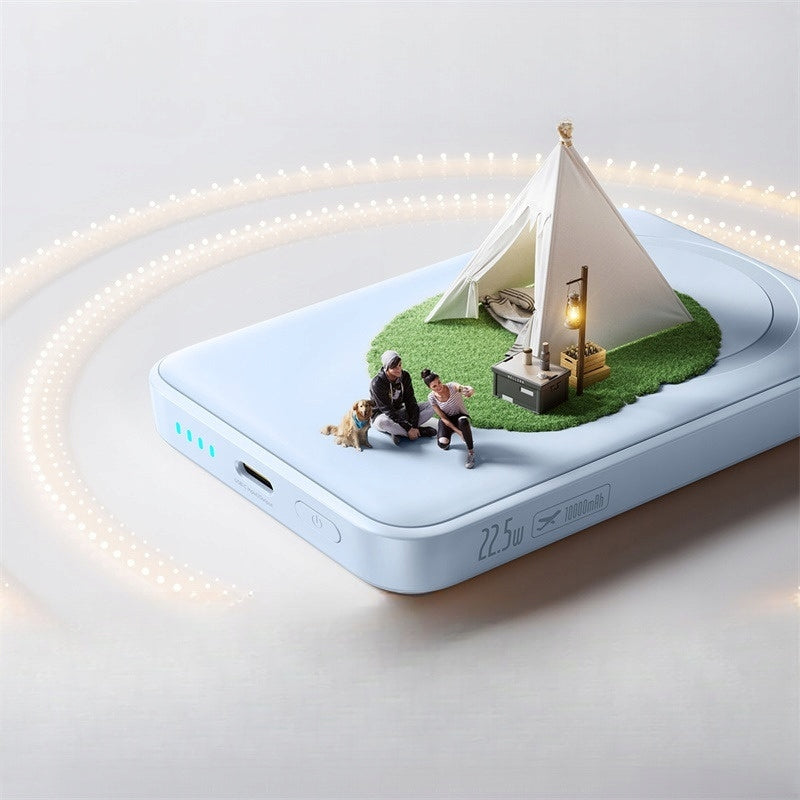 Bežična vanjska baterija Baseus EnerFill FM11 Ultra-Mini, 10000mAh, 22.5W, PD + FQI, 1 x QI - 1 x USB-C, Plava P1008210E313-00