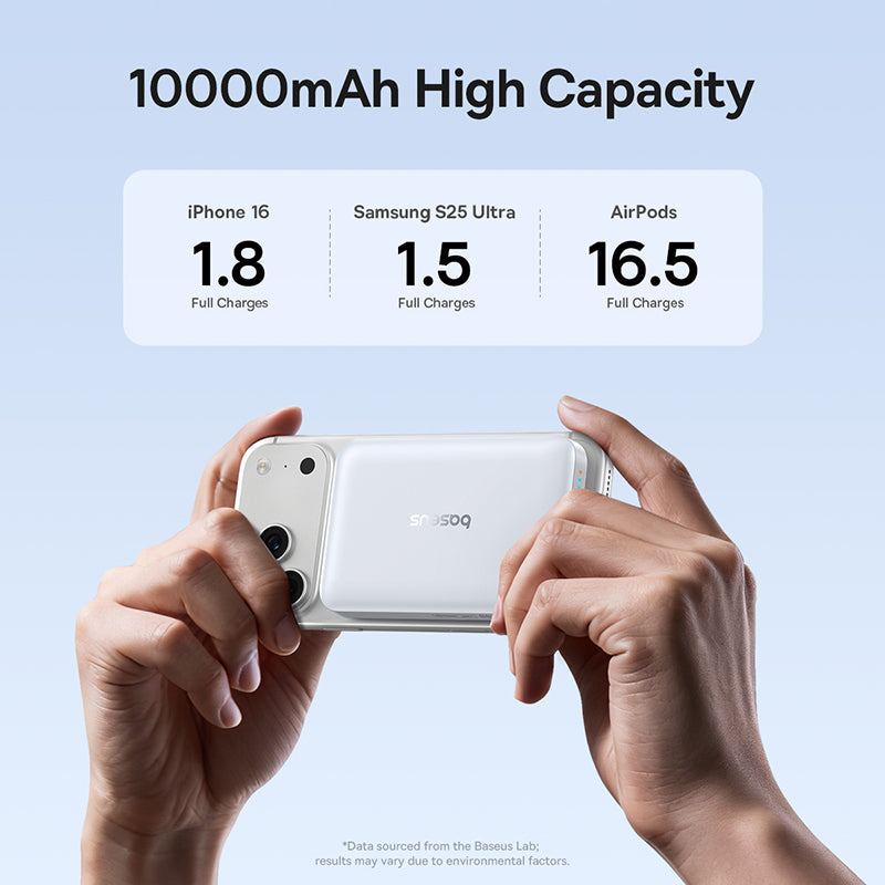 Bežična vanjska baterija Baseus EnerFill FM11, 10000mAh, 30W, PD + FQI, 1 x QI - 1 x USB-C, Bijela