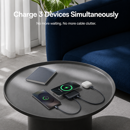 Bežična vanjska baterija Baseus PicoGo AM61, 10000mAh, 45W, PD + FQI, 1 x QI - 2 x USB-C, Crna E0028V00