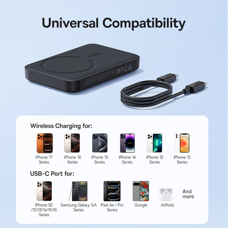 Bežična vanjska baterija Baseus EnerFill FM11, 10000mAh, 30W, PD + FQI, 1 x QI - 1 x USB-C, Crna