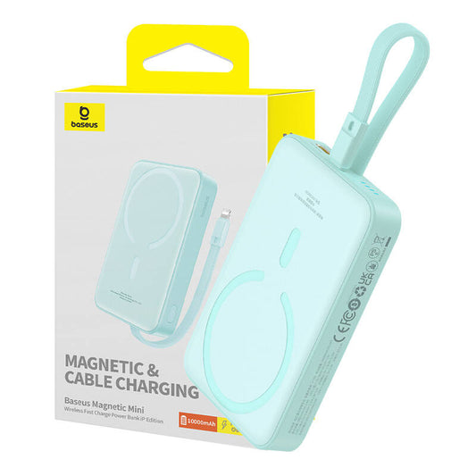 Vanjska baterija Wireless Baseus Magnetic Mini, 10000mAh, 20W, PD + FQI, 1 x Lightning - 1 x QI - 1 x USB-C, Zelena P10022109333-00