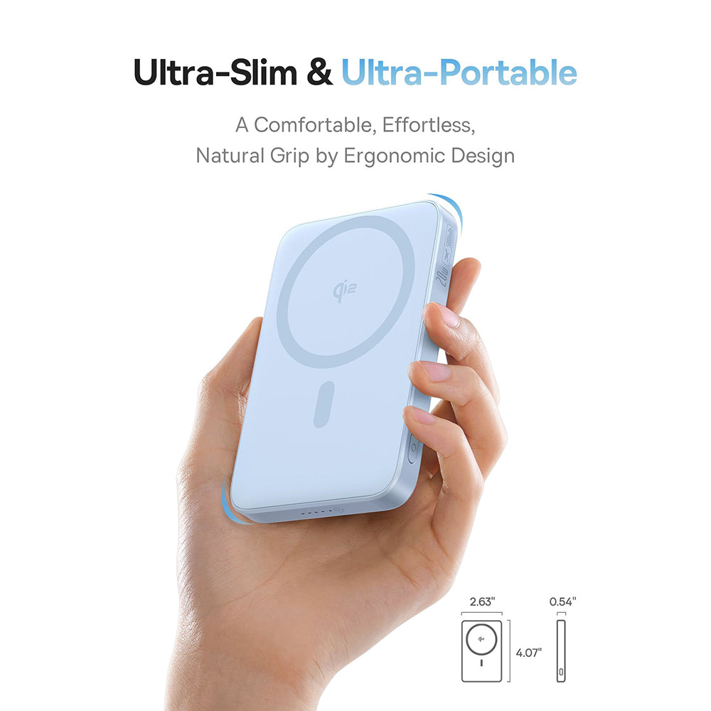 Vanjska bežična baterija Baseus PicoGo, 5000mAh, 20W, PD + FQI, 1 x QI - 1 x USB-C, Plava P10076800313-00