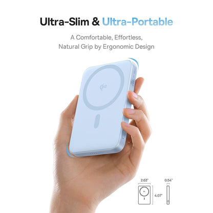 Vanjska bežična baterija Baseus PicoGo, 5000mAh, 20W, PD + FQI, 1 x QI - 1 x USB-C, Plava P10076800313-00