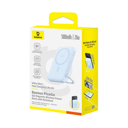Vanjska bežična baterija Baseus PicoGo, 5000mAh, 20W, PD + FQI, 1 x QI - 1 x USB-C, Plava P10076800313-00
