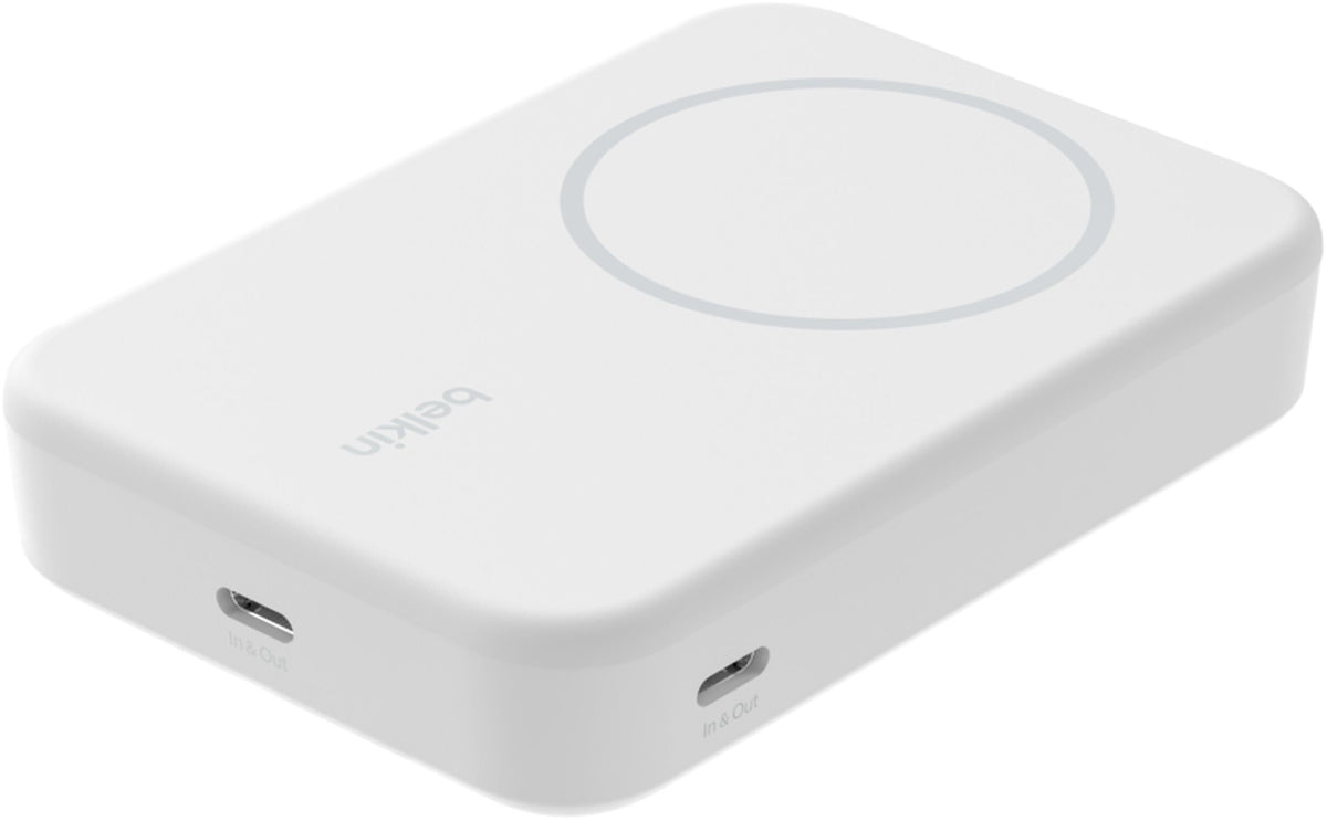 Bežična vanjska baterija Belkin BoostCharge Pro s postoljem, 10000mAh, 15W, FQI, 1 x QI - 1 x USB-C, Bijela BPD008btWH