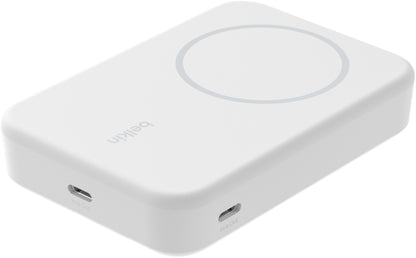 Bežična vanjska baterija Belkin BoostCharge Pro s postoljem, 10000mAh, 15W, FQI, 1 x QI - 1 x USB-C, Bijela BPD008btWH