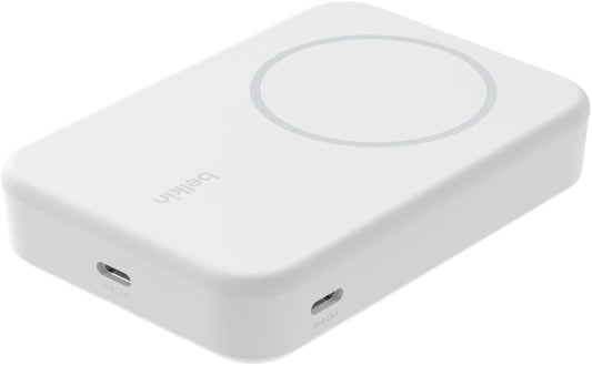 Bežična vanjska baterija Belkin BoostCharge Pro s postoljem, 10000mAh, 15W, FQI, 1 x QI - 1 x USB-C, Bijela BPD008btWH