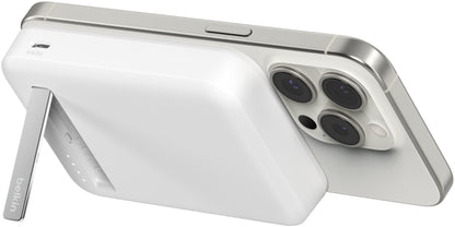 Bežična vanjska baterija Belkin BoostCharge Pro s postoljem, 8000mAh, 15W, FQI, 1 x QI - 1 x USB-C, Bijela BPD007btWH