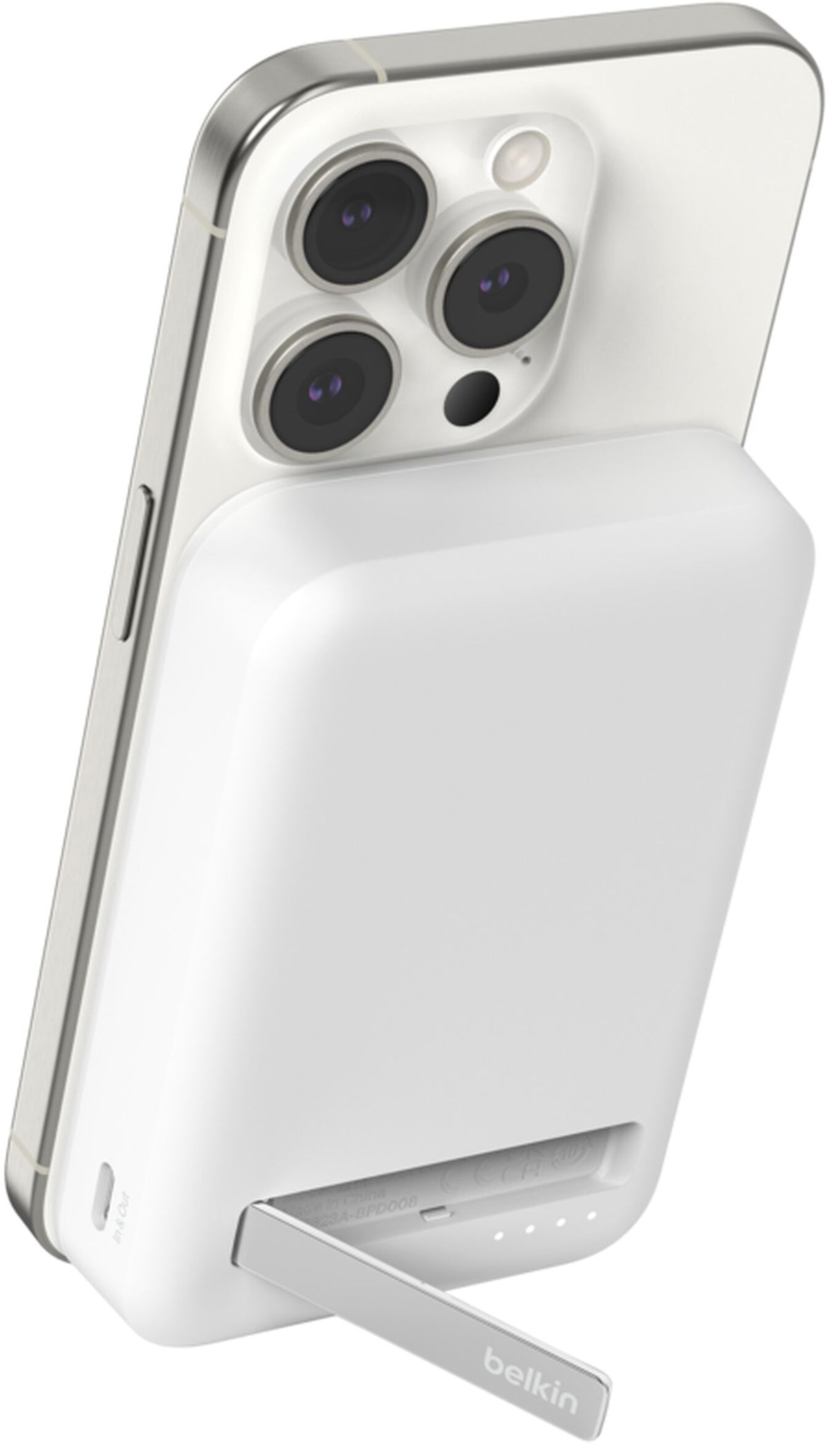 Bežična vanjska baterija Belkin BoostCharge Pro s postoljem, 10000mAh, 15W, FQI, 1 x QI - 1 x USB-C, Bijela BPD008btWH