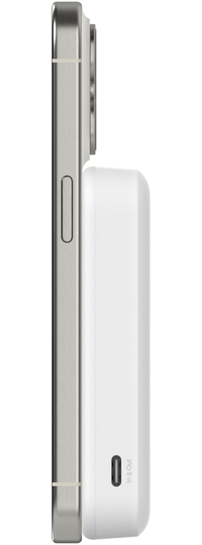 Bežična vanjska baterija Belkin BoostCharge Pro s postoljem, 8000mAh, 15W, FQI, 1 x QI - 1 x USB-C, Bijela BPD007btWH