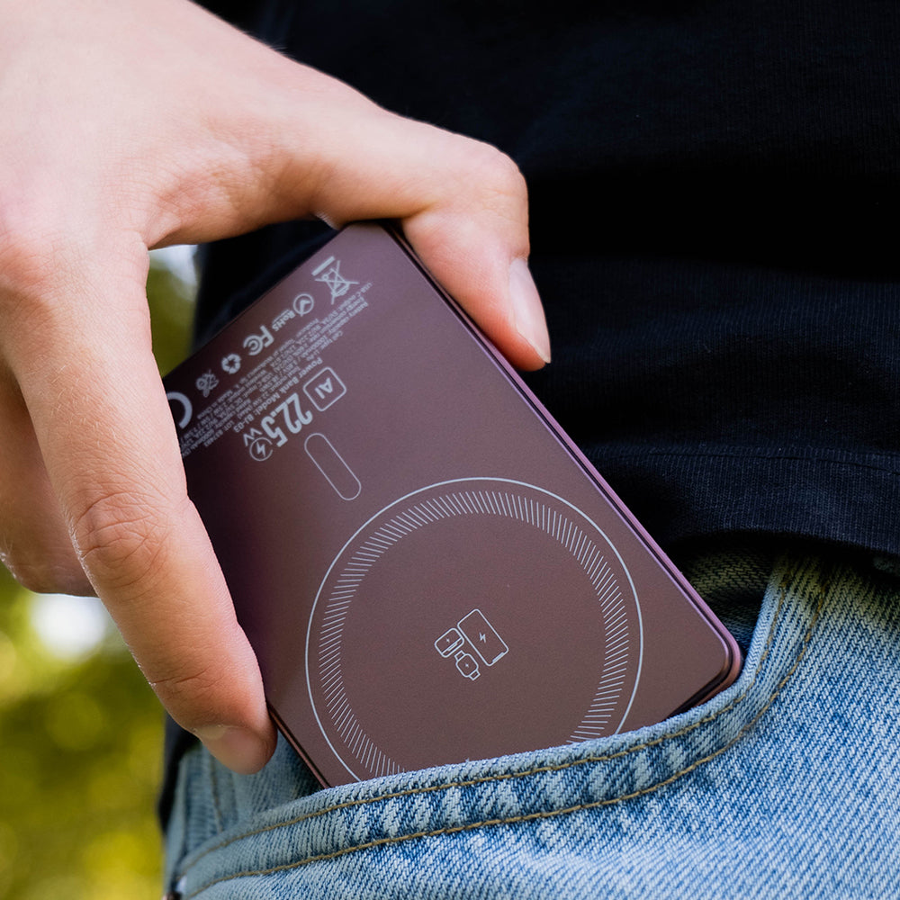 Bežična vanjska baterija Blavec BJ-03 Slim, 10000 mAh, 22,5 W, PD + FQI, 1 x QI - 1 x USB-C, ljubičasta