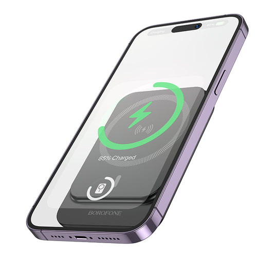 Vanjska baterija Wireless Borofone BJ63 Nimble, 5000mAh, 20W, PD + FQI, 1 x QI - 1 x USB-C, Crna