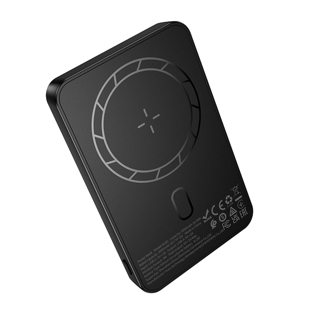 Vanjska bežična baterija Borofone BJ82 Dawn, 5000mAh, 10W, 1 x QI - 1 x USB-A, Crna