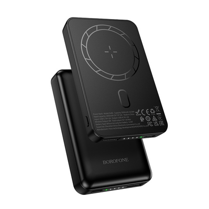 Vanjska bežična baterija Borofone BJ82 Dawn, 5000mAh, 10W, 1 x QI - 1 x USB-A, Crna
