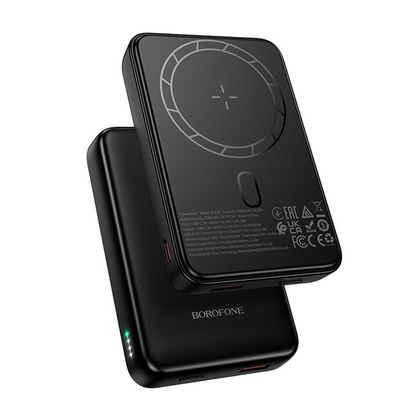 Vanjska bežična baterija Borofone BJ82A Dawn, 10000mAh, 22.5W, QC + PD + FQI, 1 x QI - 1 x USB-A - 1 x USB-C, Crna