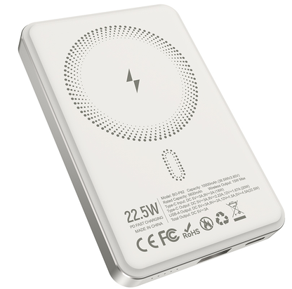 Bežična vanjska baterija BWOO BO-P82, 10000mAh, 22.5W, PD + FQI, 1 x QI - 1 x USB-C, Bijela