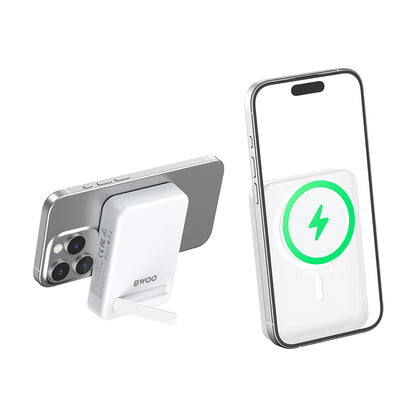 Vanjska baterija Wireless BWOO BO-P59, 10000mAh, 20W, PD + QI, 1 x QI - 1 x USB-C, Bijela